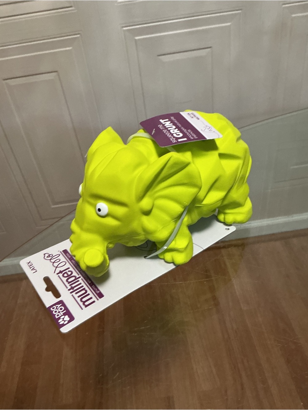 NEW Dog Toy Latex Green Elephant Grunt Noise for Large Pets | Multipet 8”